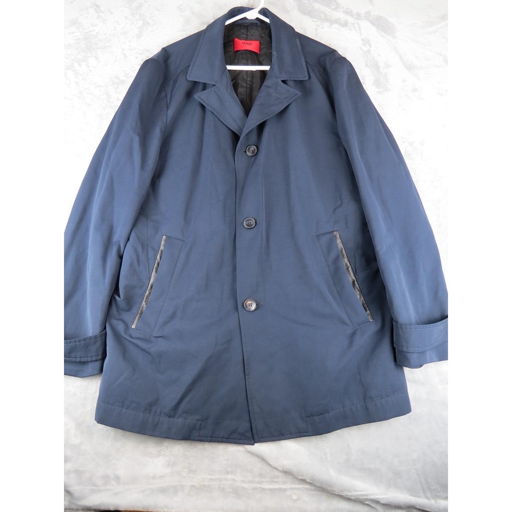 Hugo Boss Jacket Mens 44R Navy‎ Blue Coat Trench Modern Classic Outerwear 54